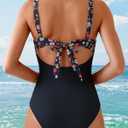 HXN Women's One Piece Swimsuit Tummy Control Bathing Suit Color Block Cutout Slimming Swim Suit Swimwear 2025 (Black, M)