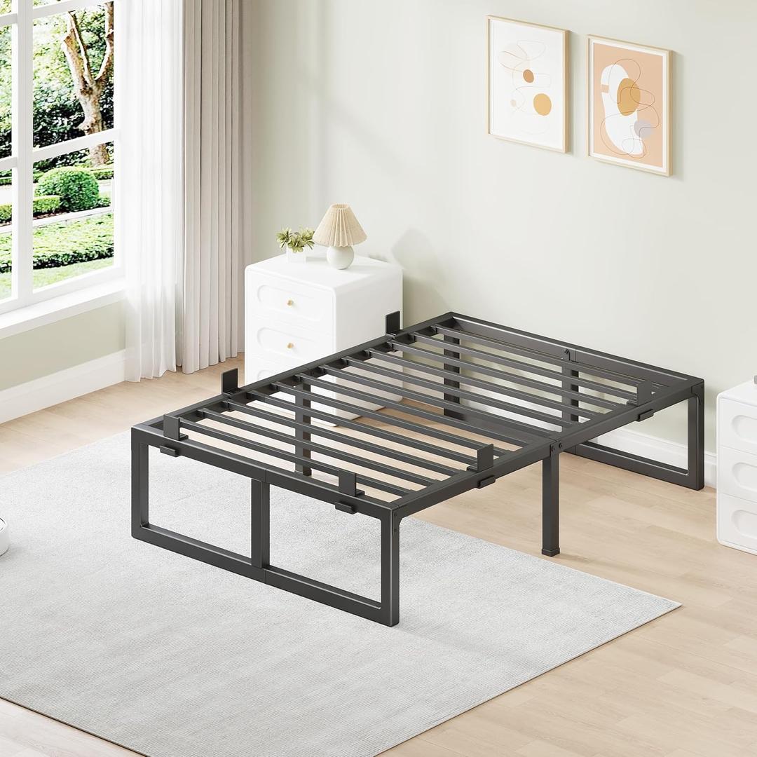 18 Inch Metal Twin XL Bed Frame with Steel Support, Noise-Free