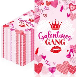 2 x 100 Pcs Galentines Day Napkins, Galentines Gang Party Napkins, Pink Crown Lips Hearts Table Decor for Girls Night, Brunch Party, Besties Celebration Supplies