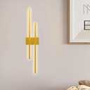 CHYING 2-Light LED Wall Sconce, 35 inch Modern Rectangular Wall Light, 20W 3000K Wall Mount Lamp for Bedside Hallway Stairwell Foyer Indoor, Gold