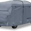 GEARFLAG Class C Camper Cover fits 26-29FT with Zippered Rollup Side Panels Water-Resistant Reinforced Windproof Straps Reflective Safety Strips Heavy Duty Fabric Ideal for RV Van and Trailer