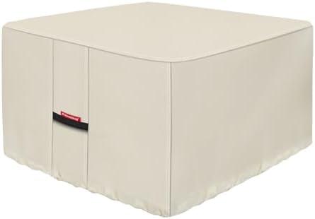 Porch Shield Fire Pit Cover - Waterproof 600D Heavy Duty Fade Resistant Square Patio Fire Pit Table Cover Beige - 44 x 44 inch