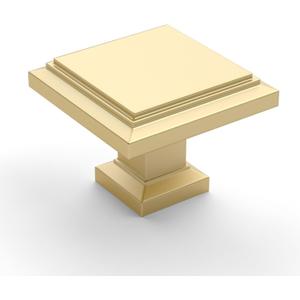 Asidrama 10 Pack Brushed Gold Kitchen Cabinet Knobs Square Drawer Cabinet Hardware Zinc Knobs for Dresser Drawers