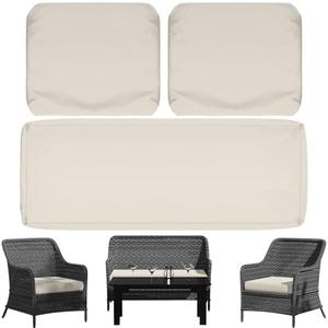 Cethytirko 3 Pack Outdoor Patio Seat Cushions Replacement Covers Fit for 4 Pieces 4-Seater Wicker Rattan Patio Conversation Set Loveseat Chair Couch