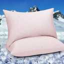 HOMFINE Cooling Pillowcases Queen Size - Double Side Q-Max 0.439 Cooling Fiber for Pillow Protector, Breathable Cold Pillow Cover for Hot Sleeper Night Sweat, Hidden Zipper, 2 Pack (20"x30", Pink)