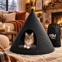 Cat Bed - Cat Cave Premium Felt Cat Bed Enclosure for Indoor Cats and Other Pets, Stylish Indoor Pet House, Dark Grey (Medium)