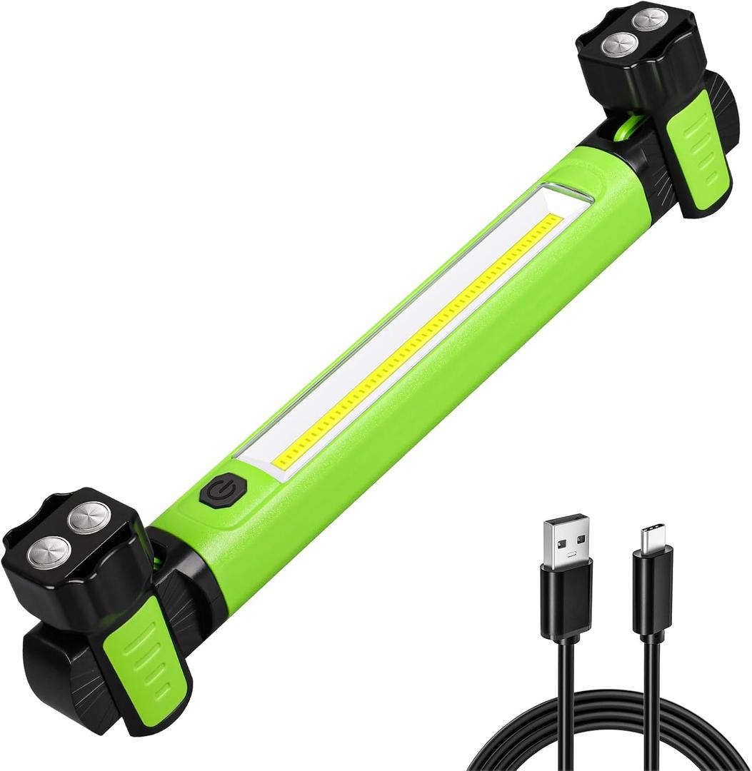 Work Light, 2500LM Bright LED Work Lights, 5200mAh Rechargeable Magnetic Underhood Work Light with Hooks, Cordless Battery Powered Mechanic Light for Car Repairing/Inspection/Garage/Workshop/Emergency (Green)