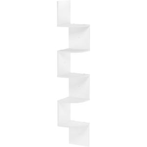 Furinno Rossi 5-Tier Wall Mount Floating Radial Corner Shelf, White, 5-Tier Radial, Set of 1
