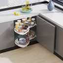Blind Corner Cabinet Pull Out 2 Tier, Swing Left for 36" Width, Two-Way Buffering, Height Adjustable Organizer