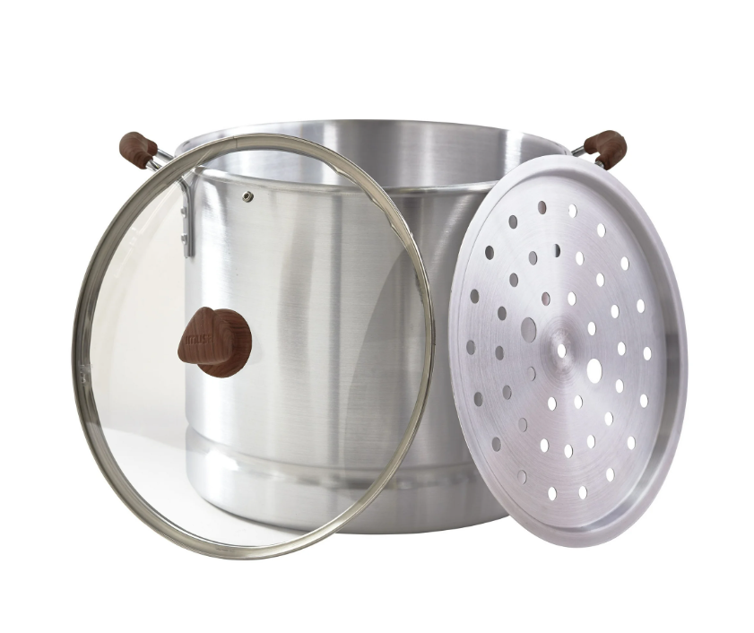 IMUSA MEXICANA-332 32-Qt. Steamer with Glass Lid & Wood-Look Handles
