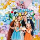 Daidle Blue Dog Birthday Party Decorations for Girls & Boys - Cartoon Theme Balloon Arch Kit with Backdrop, Fringe Curtains & Bone Foil Balloons - Easy Setup Party Supplies for 1st 2nd 3rd Bday
