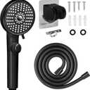 RV Shower Head with Hose, High Pressure 5 Mode Shower head Replacement, Shower Head for RV/Campers, Travel Trailer, Motorhome for Water Saving, Shower Head Holder and Hose, On Off Switch, Black