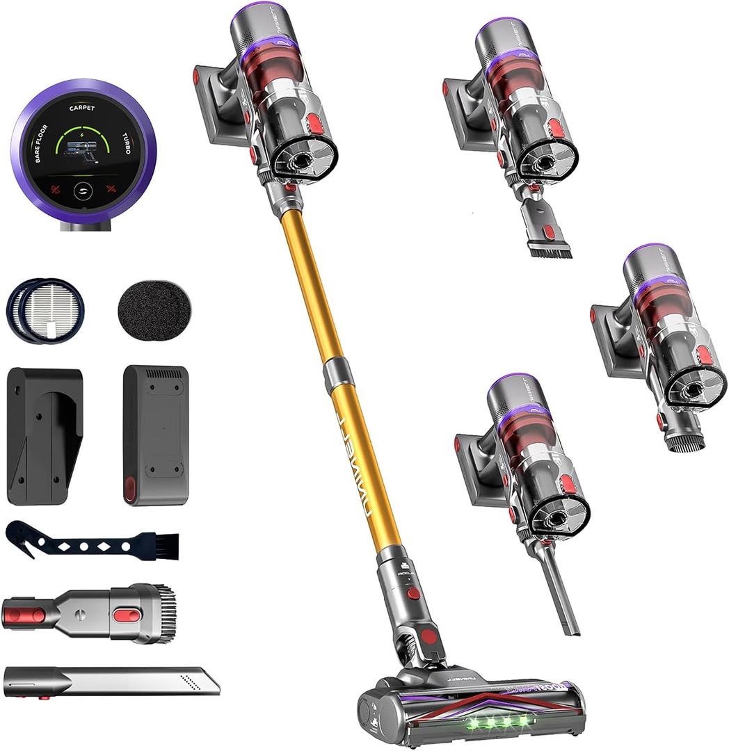 Cordless Vacuum Cleaner, 650W 55KPA 70Mins Stick Vacuum Cleaners for Home
Anti-Tangle Vacuum Cordless with Touch Screen and 1.8L Cup, Self-Standing Vacuum Cleaner for Home/Pet Hair/Carpets/Floors