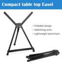 Falling in Art Aluminum 15" to 21" Tabletop Easel Display, Black Tripod with Rubber Feet, Holds Canvas, Paintings, Books, Photos, Signs