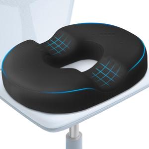 BlissTrends Donut Pillow Seat Cushion,Donut Chair Cushions for Postpartum Pregnancy & Hemorrhoids,Tailbone Pain Relief Cushion,Memory Foam Lifting Cushions for Office&Home Chairs (Black) (Large)