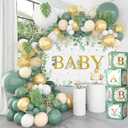 DataMoon Sage Green Baby Shower Decorations 125PCS Green Balloon Arch Kit, Balloon Boxes, Backdrop for Woodland Jungle Theme Baby Shower Decor Gender Reveal Birthday Party Supplies