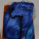 Blue Curly Long Wigs for Women with White Wavy Middle Part Cosplay Hair Wig Synthetic Fibre Halloween Costume Wig (Blue White)