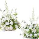 2pcs 19inch White Free Standing Flowers Ball Bouquet Artificial Rose Arrangements Balls for Wedding Centerpieces Tables Chair Aisle Runner Flowers Decor
