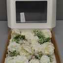 Ling's moment Fake Flowers Box, Faux Artificial Greenery Stems Foam Roses Dahlia Silk Peony Fabic Flower for Centerpieces Bouquet Wedding Vase Floral Arrangement Decoration, Ivory & Sage, Grand Combo