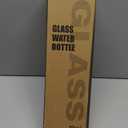 MUKOKO 32oz Glass Water Bottles with 2 Lids-Handle Spout Lid&Bamboo Straw Lid, Motivational Water Tumbler with Time Marker Reminder and Silicone Sleeve, Leakproof-Black-1 Pack