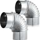 Hicarer 2 Pcs 4 Inch 90 Degree Galvanized Dryer Elbow Vent Tube Connector Adjustable Dryer Vent Elbow Connector for 4" HVAC Duct Pipe Hose Ductwork