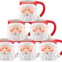 Sliner 6 Pcs Christmas Santa Coffee Mugs 16 oz Vintage Santa Claus Heads Ceramic Mug Christmas Themed Design Cup Set for Coffee Tea Hot Chocolate Xmas Holiday Gifts (Red)