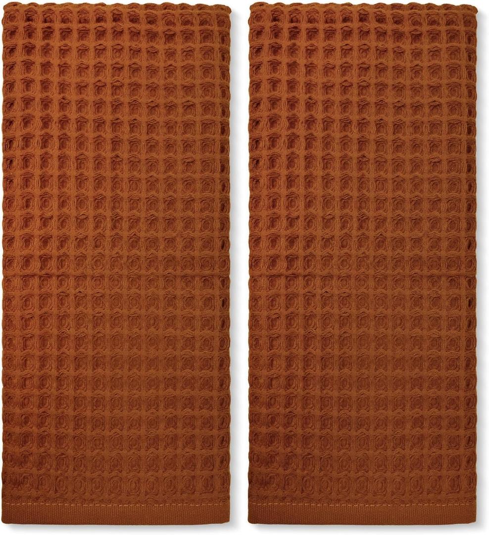 Jacquotha Waffle Hand Towels for Bathroom Kitchen 2-Piece (Rust)  Cotton Quick Dry, Super Soft, Absorbent Towels for Fall Decor, 13x29