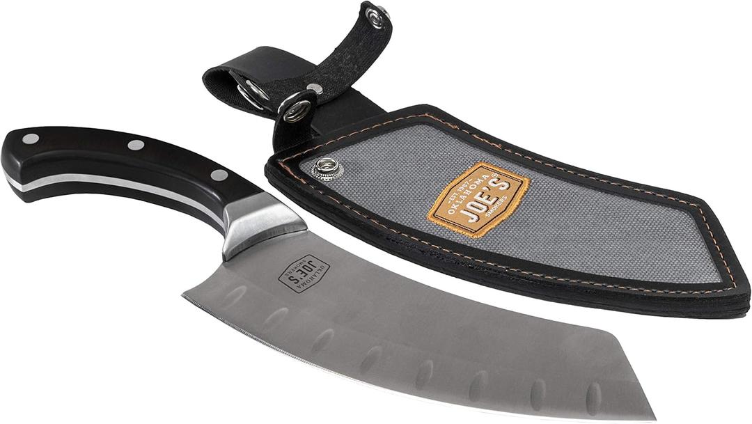 Oklahoma Joe's Blacksmith Cleaver & Chef Knife with Holster,Silver/Black, 1 Pack