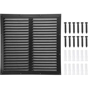 PATIKIL 16"x16" Aluminum Gable Vent, Exterior Wall Outlet Vent Square Soffit Vent HVAC Louver Air Grille with Built-in Screen for House Attic Garage Ceiling, Black