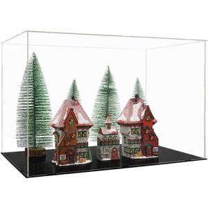 Clear Self-Assembly Acrylic Display Case with Black Acrylic Base,Acrylic Boxes for Display,Dustproof Showcase,Cube Countertop Box,Display Cases for Collectibles Figures Home Organiztion(10x6x7 inch)