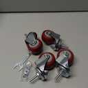 Finnhomy Swivel Caster Wheels 2 Inch Heavy Duty Threaded Stem Casters 5/16"- 18 x 1 Set of 4 Premium Polyurethane Wheels PU Load Bearing 800 Lbs Anti-wear Smooth Casters, Red