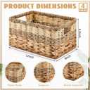 Suzile 4 Pcs Wicker Storage Basket Water Hyacinth Seagrass Woven Baskets for Organizing Square Wicker Storage Cubes with Handles Natural Organizer Baskets Pack for Shelves Bedroom, 12 x 8 x 6.3 Inch