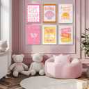 XXOUYLQ Pink Coastal Preppy Canvas Wall Art Coastal Granddaughter Print Aesthetic Room Painting Shells Oyster Posters Summer Beach Pictures Beach Club Wall Decor for Girls Room Dorm Home Unframed (16L"x12W"posters)