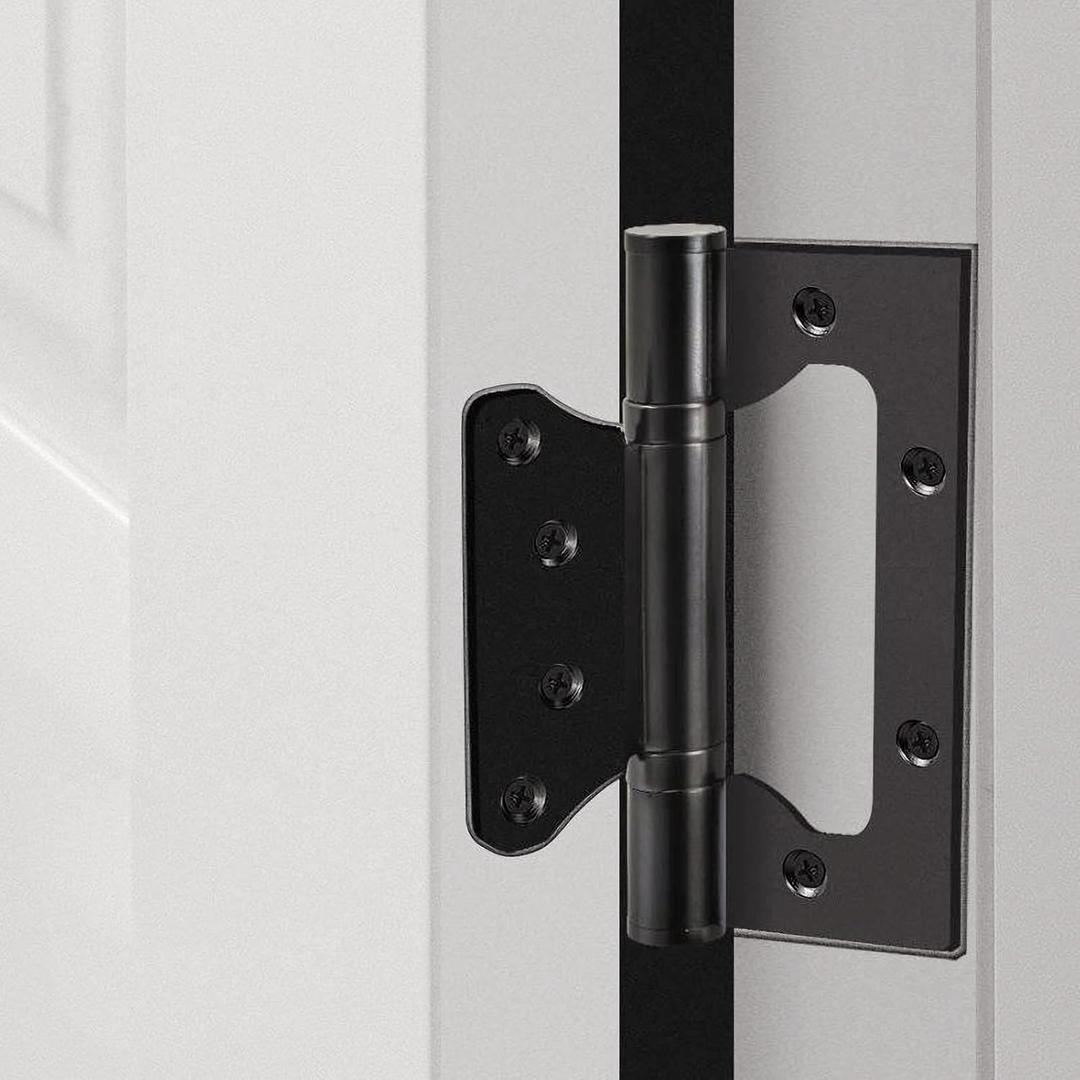 6 Pack Non-Mortise Door Hinges, 4 x 3 inch Stainless Steel Door Hinge, Easy to Install with Mounting Screws,Black