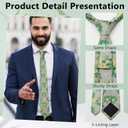 LJBFNN Men Skinny Tie Cotton Floral Ties for Men Wedding 2.56'' Necktie for Groom Groomsmen Missions Dances Party
