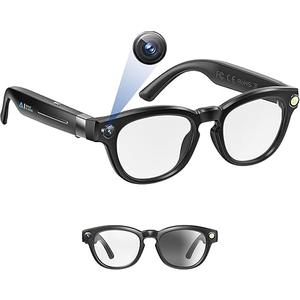 NILUTO Upgraded AI Smart Glasses with Camera 8MP HD1080P Video Glasses with Camera and Audio Video Recording Glasses with Audio, Video Glasses, RealTime Translation (Carbon Black)
