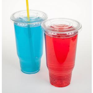 Golden Apple Cup series, 40oz Clear Plastic cups with Flat lids X hole 25sets, BPA Free