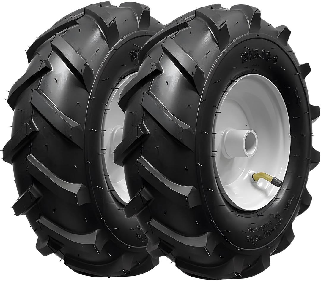 13x5.00-6" Tiller Tire and Wheel, 1 inch Axle Bore, 3-1/8" Centered Hub, Heavy-Duty 4-Ply Super Lug Tread for Garden Tractor Tiller Trencher Replacement, Fits Craftsman & Troy-Bilt, 13x6.00-6"