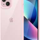 LoeoeL for iPhone 13 Case Clear, Transparent Hybrid 13 Phone Case [Hard Plastic & Soft Silicone Bumper] Acrylic Non Yellowing Thin Slim Protective Cover for Women, Light Pink