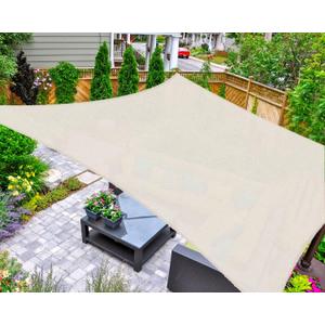 AsterOutdoor Sun Shade Sail Rectangle 12' x 12' UV Block Canopy for Patio Backyard Lawn Garden Outdoor Activities, Cream