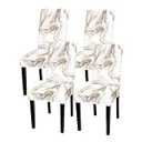 Gibelle Chair Covers for Dining Room Set of 4, Spandex Stretch Dining Room Chair Cover, Removable Washable Kitchen Parsons Chair Covers Seat Slipcovers, Grey Gold Marble