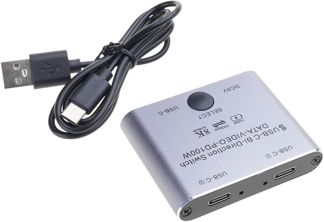 8K USB C KVM Switcher BiDirectional USB C Switcher for 2PC Easy 1 Key Switching 2 in 1Out & 2 in 1Out 3440x1440