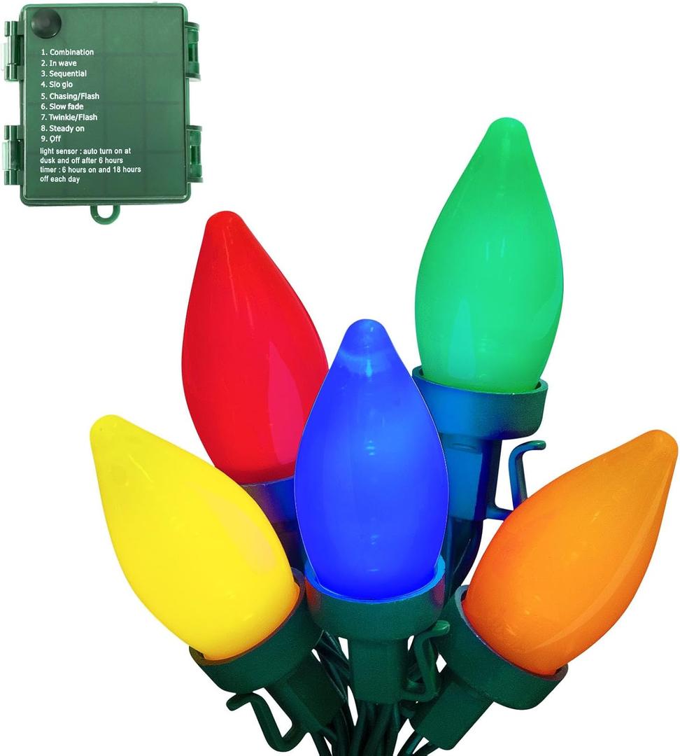 Battery Operated Christmas Lights,26 Ft 50 LED Lights Battery Powered LED Decoration String Light with Timer Flash Twinkle,C7 Multicolor