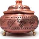 Copper Sugar Bowl with Lid - 17 oz, Handcrafted TurkishDesign | Multipurpose Seasoning & Spice Jar, Coffee Canister | Ideal Kitchen Decor & Housewarming Gift (Coppe Color-Punched Grapes)