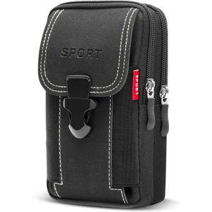 Tactical Cell Phone Holster with 2 Phone Bag Belt Pouches for Men Cell Phone Holsters for Men Black Cell Phone Holder for Belt Cell Phon e Holster with Belt Loop