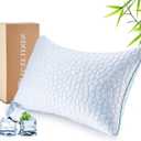 Reversible Soft & Cooling Bed Pillow for Sleeping, Standard Cozy Bamboo Rayon Pillow for Side, Back & Stomach Sleepers, PE Cooling Adjustable Shredded Memory Foam Pillows 18"*26"