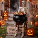 3 Pcs Halloween Skeleton Candy Bowl Holder for Outdoor Porch
Large Porch Decoration, for Trick or Treat, Yard, Entryway, 35'' Posable Life Size Skeleton, 12.6'' Witch Cauldron, Wood Sign
