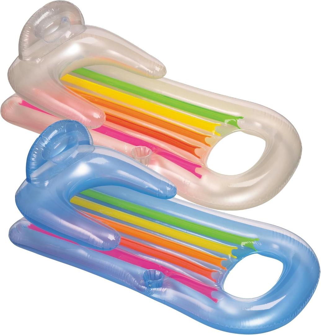 Intex 58802EP Inflatable King Kool Swimming Pool Lounge Raft in Blue or Grey -2 Pack