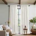 KOUFALL Natural Cream Curtains 98 Inch Length Back Tab Curtains for Living Room Bedroom Set 2 Panels