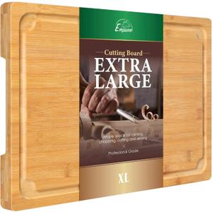 Extra Large Cutting Board, 17.6" Bamboo Cutting Boards for Kitchen with Juice Groove and Handles Kitchen Chopping Board for Meat Cheese board Heavy Duty Serving Tray, XL, Empune